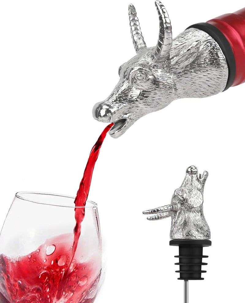 sodknow Wine Pourer for Wine Bottles, Stainless Steel Animal Bar Liquor Bottle Pourer Liquor Pour Spout for Liquor Bottles, Speed Pourer Wine Areator Spout Bottle Pourer for Alcohol (Bull) - Image 1